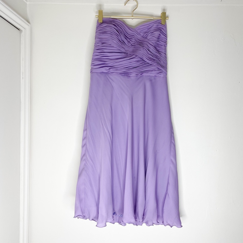 Shimmer Knit Gown with Chiffon Overlay - Light Lavender main image 1
